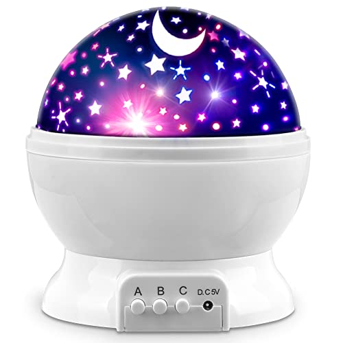 Star Projector, MOKOQI Night Light Lamp Fun Gifts for 1-4-6-14 Year Old Girls and Boys Rotating Star Sky Moon Light Projector for Kids Bedroom Decor -White from MOKOQI