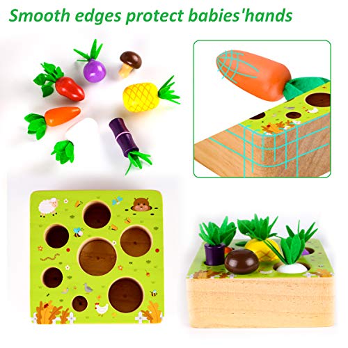 SKYFIELD Wooden Farm Harvest Game Montessori Toy, Early Learning Toy for Boys and Girls 1 2 3 Years Old, Shape Sorting Educational Toy with 7 Sizes Vegetable or Fruit, Gift for Toddlers 1-3 by SKYFIELD