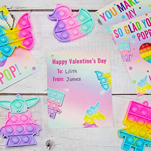 Valentines Day Gifts for Kids - 24 Valentines Cards with Pop Bubbles Bulk- Valentine Exchange for Girls Boys School Class Classroom Fidget Toys Party Favors by ShenZhen MaoDun MaoYi YouXianGongSi