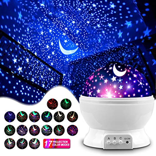 Star Projector, MOKOQI Night Light Lamp Fun Gifts for 1-4-6-14 Year Old Girls and Boys Rotating Star Sky Moon Light Projector for Kids Bedroom Decor -White from MOKOQI