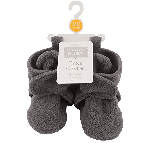 Hudson Baby Unisex Cozy Fleece Booties, Dark Gray, 0-6 Months by Hudson Baby