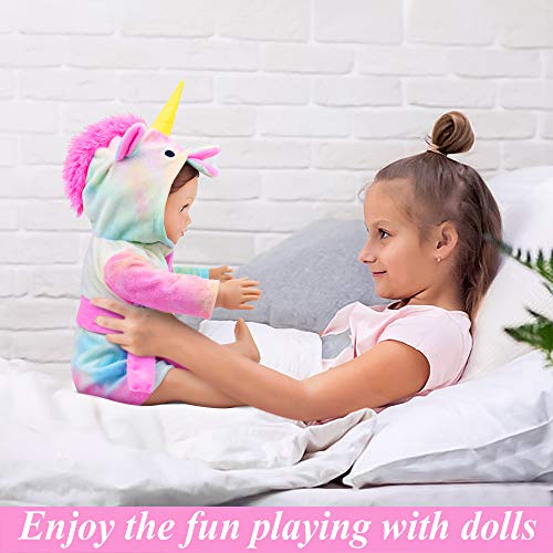 Ecore Fun American 18 inch Girl Doll Clothes and Doll Sleeping Bag Set -Unicorn-Nightgown with Matching Sleepover Masks & Pillow -Dolls Accessories for Kids-Best Gifts from Ecore Fun