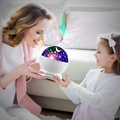 Star Projector, MOKOQI Night Light Lamp Fun Gifts for 1-4-6-14 Year Old Girls and Boys Rotating Star Sky Moon Light Projector for Kids Bedroom Decor -White from MOKOQI