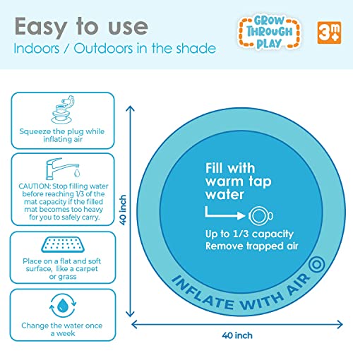 TT TUMMYTIMEZ XL Tummy Time Baby Water Mat Premium Developmental Toy Infants Toddlers Grow Through Play Activity Center Motor Skills Sensory Development Inflatable pat 3 6 9 Months Boys Girls from Comiggo LP