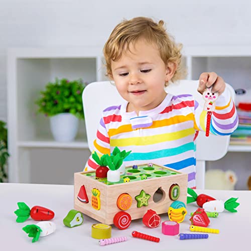 Toddlers Montessori Wooden Educational Toys for Baby Boys Girls Age 1 2 3 Year Old, Shape Sorting Toys Gifts for Kids 1-3, Wood Preschool Learning Fine Motor Skills Game from KMTJT