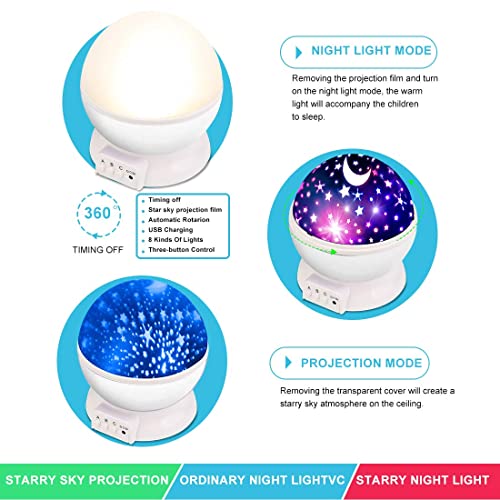Star Projector, MOKOQI Night Light Lamp Fun Gifts for 1-4-6-14 Year Old Girls and Boys Rotating Star Sky Moon Light Projector for Kids Bedroom Decor -White from MOKOQI