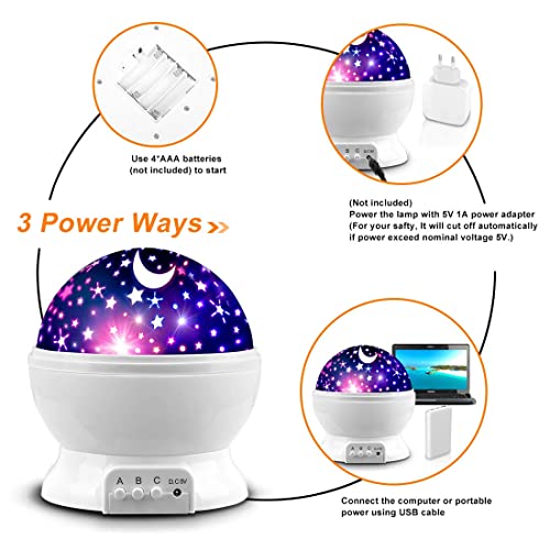Star Projector, MOKOQI Night Light Lamp Fun Gifts for 1-4-6-14 Year Old Girls and Boys Rotating Star Sky Moon Light Projector for Kids Bedroom Decor -White from MOKOQI