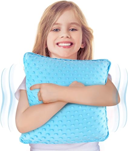 Special Supplies Vibrating Pillow Sensory Pressure Activated for Kids and Adults, 12â x 12â Plush Minky Soft Cover with Textured Therapy Stimulation Bumps, Blue by Special Supplies