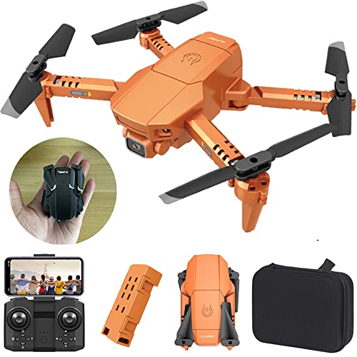 Super Small Mini Drones with Camera for Adults 4K Drones for Kids Beginners Toy Quadcopter with APP FPV Video, Altitude Hold, Headless Mode, Trajectory Flight, 360Â° flip (1 Battey&1080P WiFi Camera, Orange) by Lozenge