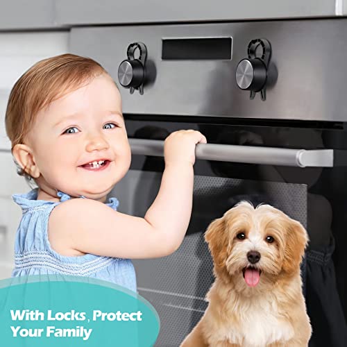 Stove Knob Locks (5 Pack), Stove Stoppaz Child Safety Guards, Durable Design - Baby and Pets Proof (Dark Black) by Stove Stoppaz