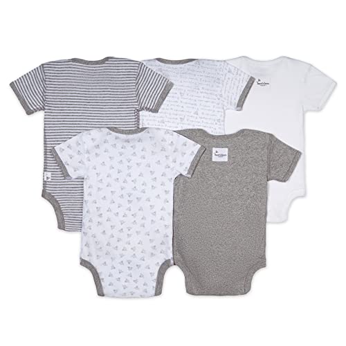 Burt's Bees Baby baby boys Bodysuits, 5-pack Short & Long Sleeve One-pieces, 100% Organic Cotton infant and toddler rompers, Heather Grey Prints, Preemie US by Burt's Bees Children's Apparel