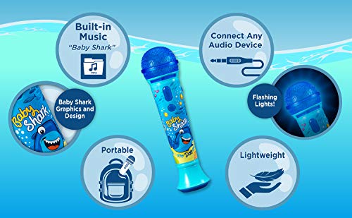 Baby Shark Singalong Microphone for Kids, Toy Microphone with Built-in Music and Flashing Lights, Baby Shark Toy for Kids Aged 3 and Up by Kid Designs