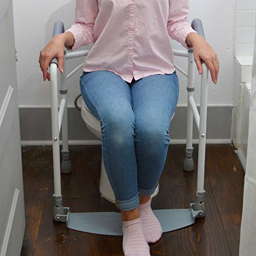 RMS Toilet Safety Frame & Rail - Folding & Portable Bathroom Toilet Safety Rails - Handrail Toilet Bars with Adjustable Height (White) from Royal Medical Solutions