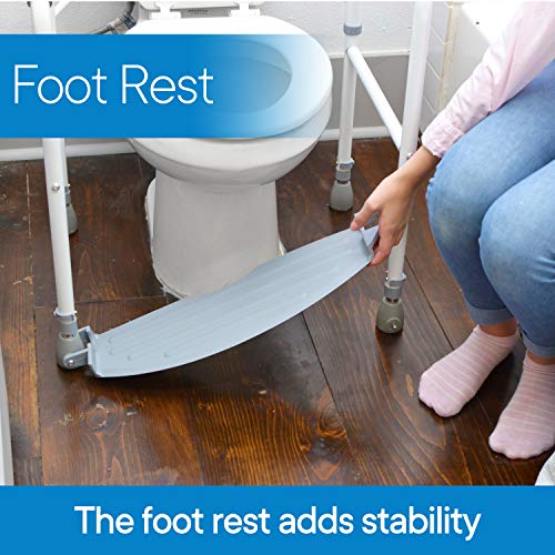 RMS Toilet Safety Frame & Rail - Folding & Portable Bathroom Toilet Safety Rails - Handrail Toilet Bars with Adjustable Height (White) from Royal Medical Solutions