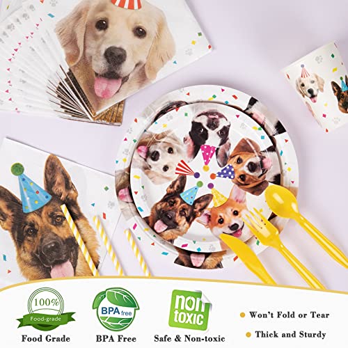 Decorlife Dog Birthday Party Supplies Serves 16, Cute Complete Pack Includes Dog Party Decorations, Banner, Hanging Swirls, Total 178PCS by decorlife