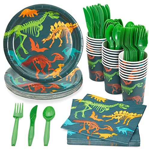Dinosaur Party Bundle, Includes Plates, Napkins, Cups, and Cutlery (24 Guests,144 Pieces) from Juvale