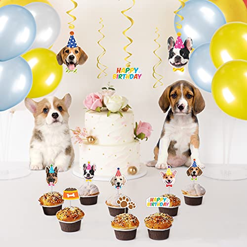 Decorlife Dog Birthday Party Supplies Serves 16, Cute Complete Pack Includes Dog Party Decorations, Banner, Hanging Swirls, Total 178PCS by decorlife