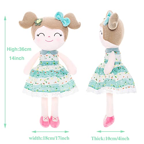 Gloveleya Baby Girl Gifts Soft First Baby Doll Plush Dolls Green 16 Inches with Gift Box by Gloveleya