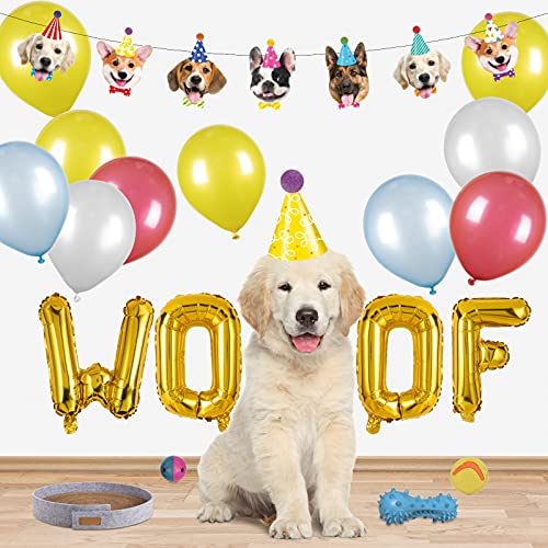 Decorlife Dog Birthday Party Supplies Serves 16, Cute Complete Pack Includes Dog Party Decorations, Banner, Hanging Swirls, Total 178PCS by decorlife