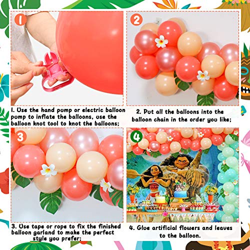 Tropical Theme Balloon Garland Arch Kit, Hawaii Jungle Luau Balloon Garland with Palm Leaves Plumeria for Moana Theme Party Aloha Tropical Party Decorations Kids Baby Shower Birthday Party Supplies from FHzytg