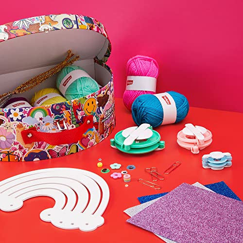 Highlights Rainbow Yarn Art Craft Kit for Kids, Create Rainbow Wall Art and Pom Pom Bookmarks, 80+ Piece Mega Maker Kit, Includes Reusable Unicorn Carrying Case for Mess Free Storage, Ages 6+ from Highlights for Children