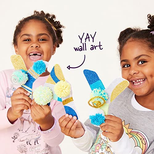 Highlights Rainbow Yarn Art Craft Kit for Kids, Create Rainbow Wall Art and Pom Pom Bookmarks, 80+ Piece Mega Maker Kit, Includes Reusable Unicorn Carrying Case for Mess Free Storage, Ages 6+ from Highlights for Children