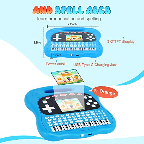 G-RECREATER Kids Learning Tablet, Preschool Laptop with LED Screen, Baby Learning Pad with Alphabet/Words/Music/Math Educational Electronic Toys Gifts, Toddler Learning Games for Kids Ages 3-12 from G-RECREATER G-RECREATER