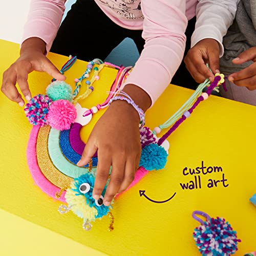 Highlights Rainbow Yarn Art Craft Kit for Kids, Create Rainbow Wall Art and Pom Pom Bookmarks, 80+ Piece Mega Maker Kit, Includes Reusable Unicorn Carrying Case for Mess Free Storage, Ages 6+ from Highlights for Children