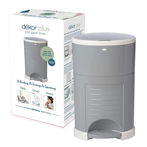 Dekor Plus Hands-Free Diaper Pail | Gray | Easiest to Use | Just Step â Drop â Done | Doesnât Absorb Odors | 20 Second Bag Change | Most Economical Refill System |Great for Cloth Diapers by Diaper Dekor
