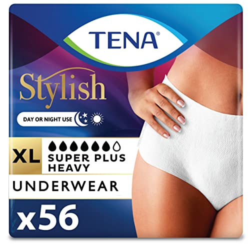 Tena Stylish Incontinence/Bladder Control Underwear for Women, Super Plus Heavy Absorbency, Extra Large, 56 ct by TENA