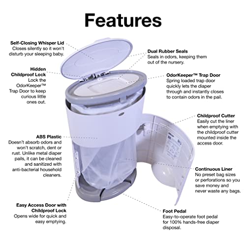 Dekor Plus Hands-Free Diaper Pail | Gray | Easiest to Use | Just Step â Drop â Done | Doesnât Absorb Odors | 20 Second Bag Change | Most Economical Refill System |Great for Cloth Diapers by Diaper Dekor