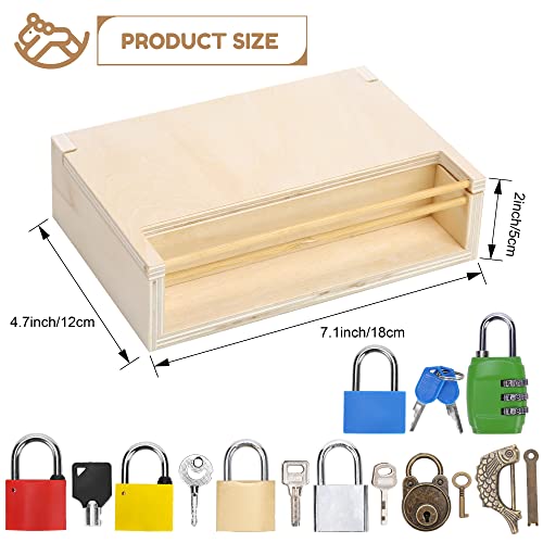 Woodtoe 8 PCS Montessori Lock and Key Toy Set for Toddlers, Wooden Montessori Materials, Homeschool Preschool Keys and Locks Learning Gift, Educational Toys for 3+ Year Old Kids Boys Girls from Woodtoe