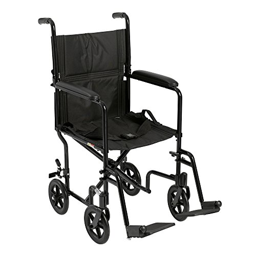 Drive Medical Deluxe Lightweight Aluminum Transport Wheelchair, Black, 17" from Drive Medical