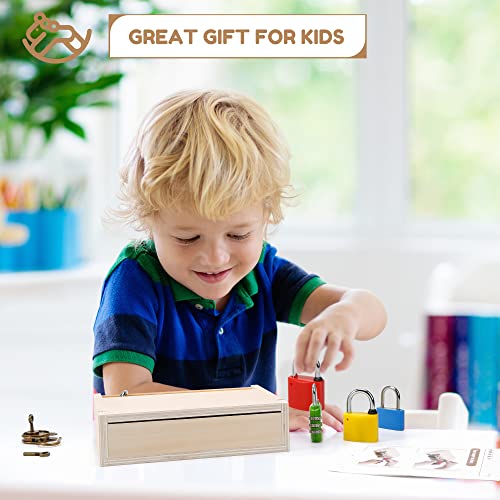 Woodtoe 8 PCS Montessori Lock and Key Toy Set for Toddlers, Wooden Montessori Materials, Homeschool Preschool Keys and Locks Learning Gift, Educational Toys for 3+ Year Old Kids Boys Girls from Woodtoe