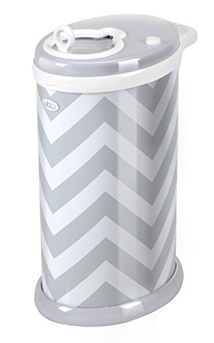 Ubbi Steel Odor Locking, No Special Bag Required Money Saving, Awards-Winning, Modern Design Registry Must-Have Diaper Pail, Gray Chevron from Pearhead