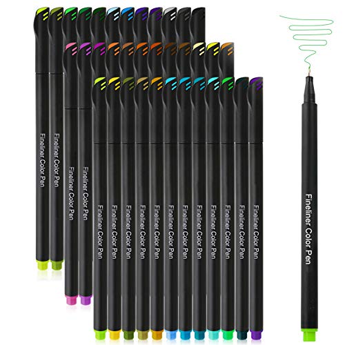 36 Colors Journal Planner Pens, Colored Fine Point Markers Drawing Pens Porous Fineliner Pen for Writing Note Taking Calendar Agenda Coloring - Art School Office Supplies from HDL408