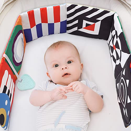 URMYWO Baby Book Toy 0-6 Months, High Contrast Black White Baby Book with Mirror and Teether, Infant Newborn Soft Sensory Toy 0-3-6-12 Months, Tummy Time Toy, Crinkle Touch Feel Book Crib Toy Gift from URMYWO
