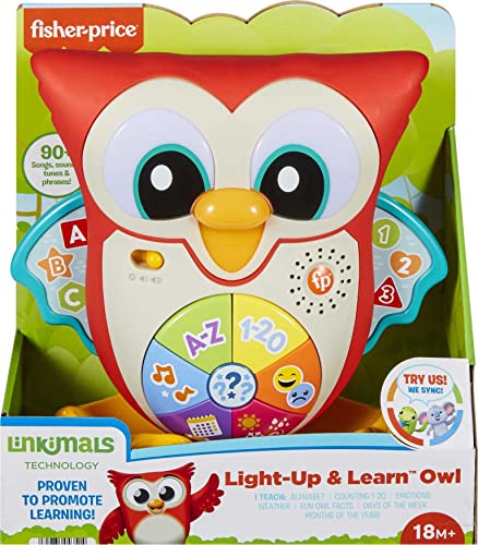Fisher-Price Linkimals Interactive Learning Toy for Toddlers with Lights Music and Motion, Light-Up & Learn Owl from Fisher-Price