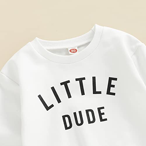 Lamuusaa Newborn Toddler Baby Boy Clothes Crewneck Sweatshirt Jogger Pants Sweatpants 2Pcs Casual Fall Winter Outfits (Little Dude-White Brown, 0-6 Months) from Lamuusaa