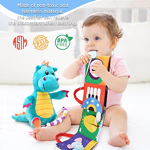 URMYWO Baby Book Toy 0-6 Months, High Contrast Black White Baby Book with Mirror and Teether, Infant Newborn Soft Sensory Toy 0-3-6-12 Months, Tummy Time Toy, Crinkle Touch Feel Book Crib Toy Gift from URMYWO