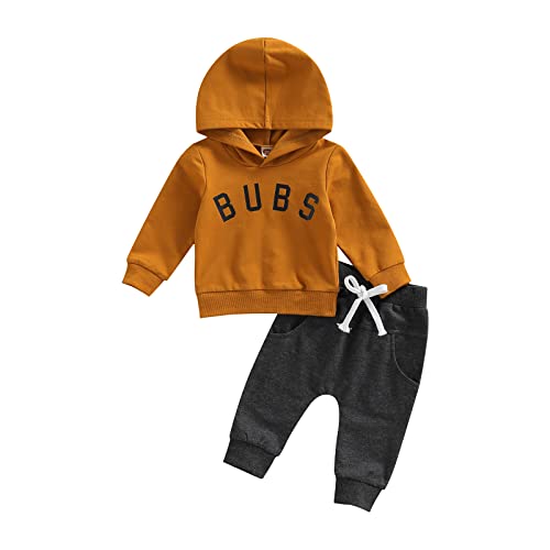 2Pcs Baby Boys Hoodie Tops Pants Set Letter Print Sweatsuit Clothes Fall Winter Outfits 18-24 Months by 