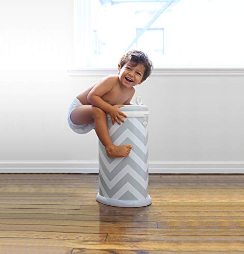 Ubbi Steel Odor Locking, No Special Bag Required Money Saving, Awards-Winning, Modern Design Registry Must-Have Diaper Pail, Gray Chevron from Pearhead