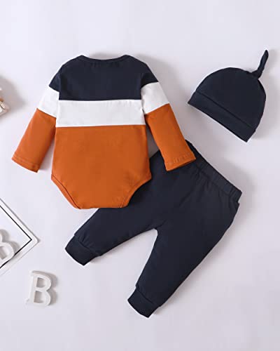 Renotemy Newborn Baby Clothes Boy Winter Infant Boys Babies Clothes Long Sleeve Splicing Bodysuit Romper Solid Pant Clothing Fall 0-3 Months Baby Boy Clothes by 