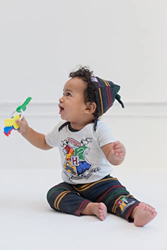 Harry Potter Gryffindor Slytherin Ravenclaw Newborn Baby Boys 3 Piece Outfit Set: Cuddly Bodysuit Pants Hat White / Gray 0-3 Months by Bentex Group, Inc.
