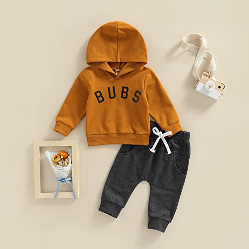 2Pcs Baby Boys Hoodie Tops Pants Set Letter Print Sweatsuit Clothes Fall Winter Outfits 18-24 Months by 