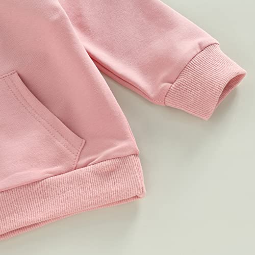 Fall Winter Outfit Infant Baby Boy Girl Solid Color Sweatsuit Crewneck Pocket Sweatshirt Top+Sweatpants Cousin Matching Set (Pink, 12-18 Months) by Wytyjxccyy