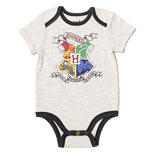 Harry Potter Gryffindor Slytherin Ravenclaw Newborn Baby Boys 3 Piece Outfit Set: Cuddly Bodysuit Pants Hat White / Gray 0-3 Months by Bentex Group, Inc.