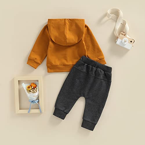 2Pcs Baby Boys Hoodie Tops Pants Set Letter Print Sweatsuit Clothes Fall Winter Outfits 18-24 Months by 