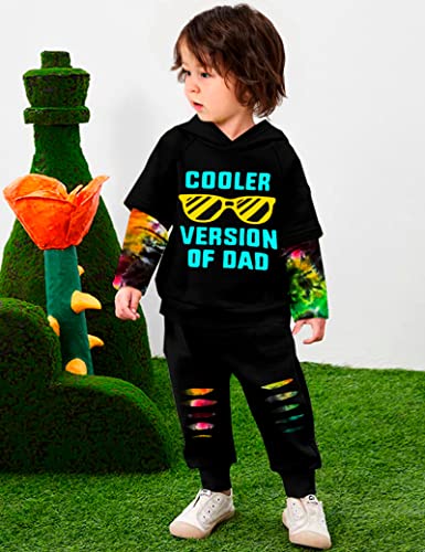 Toddler Boy Sweatsuit Hoodie Long Sleeve Letter Print Sweatshirt Ripped Pants Fall Winter Outfits Clothes Set Baby Boy Clothes 18-24 months Baby Boy Winter Clothes 24 Month Boy Clothes from 