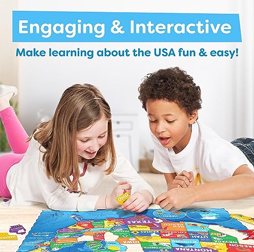 United States Puzzle for Kids - 70 Piece - USA Map Puzzle 50 States with Capitals - Childrens Jigsaw Geography Puzzles for Kids Ages 4-8, 5, 6, 7, 8-10 Year Olds - US Map Puzzle for Kids Learning from Momo & Nashi